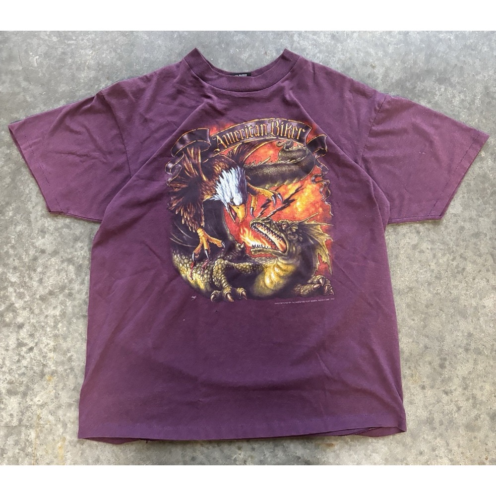 Vintage 1992 3D Emblem Harley Davidson RARE American Biker Eagle Dragon Tee XL